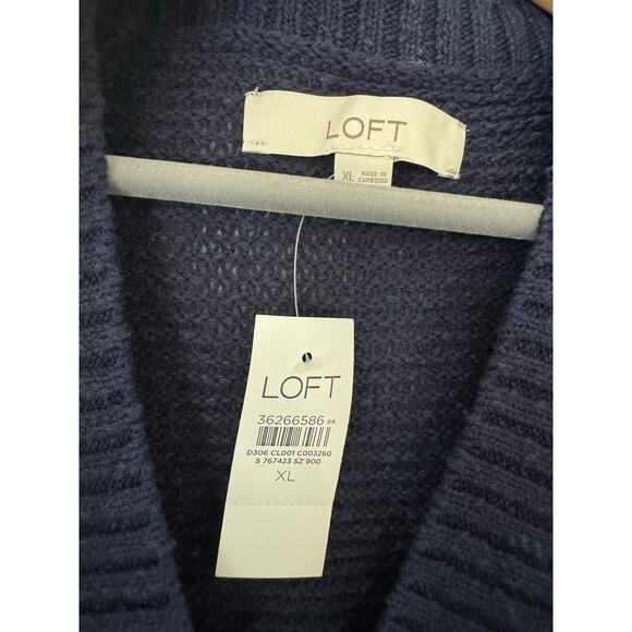 Loft Navy Blue Marled‎ Knit V-Neck Cardigan Size XL NWT - Picture 6 of 6